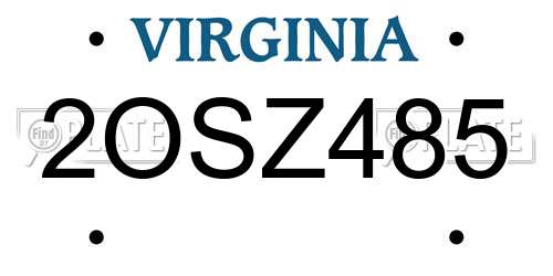 2OSZ485 Virginia License Plate