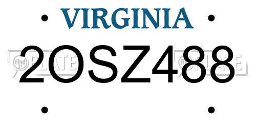 2OSZ488 Virginia License Plate