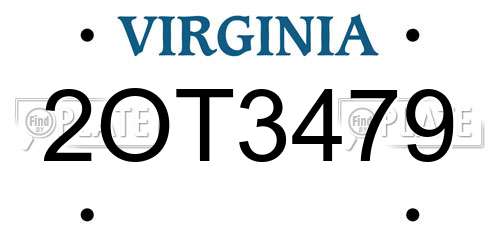 2OT3479 Virginia License Plate