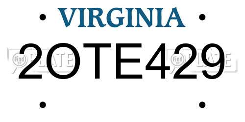 2OTE429 Virginia License Plate