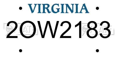 2OW2183 Virginia License Plate
