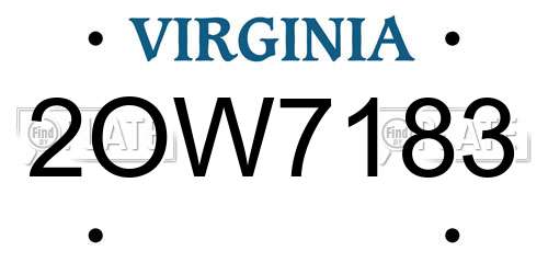 2OW7183 Virginia License Plate