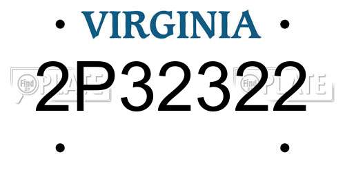 2P32322 Virginia License Plate
