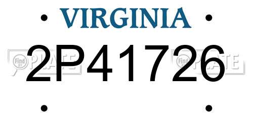 2P41726 Virginia License Plate