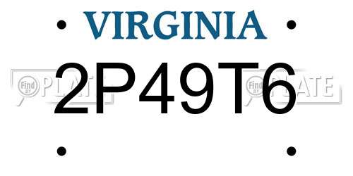 2P49T6 Virginia License Plate