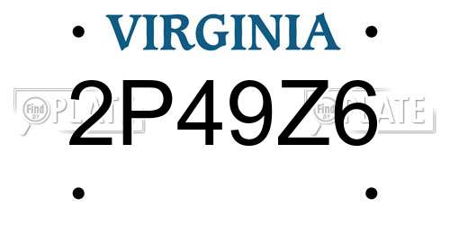 2P49Z6 Virginia License Plate