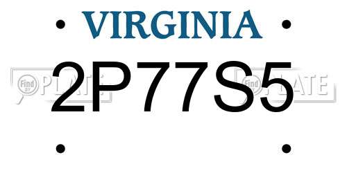 2P77S5 Virginia License Plate