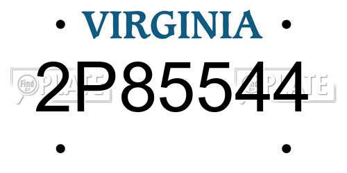 2P85544 Virginia License Plate