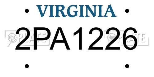 2PA1226 Virginia License Plate