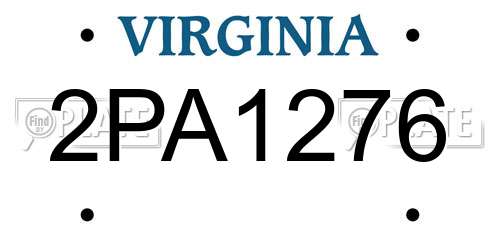 2PA1276 Virginia License Plate