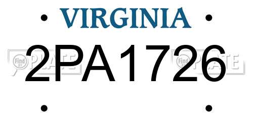 2PA1726 Virginia License Plate