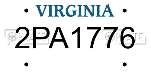 2PA1776 Virginia License Plate
