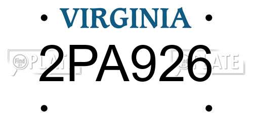 2PA926 Virginia License Plate