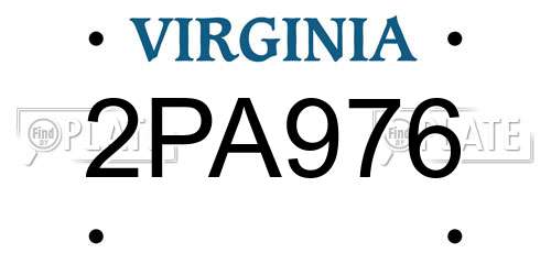2PA976 Virginia License Plate
