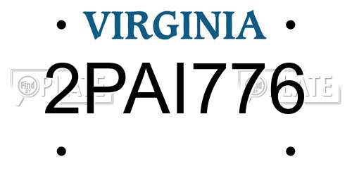 2PAI776 Virginia License Plate