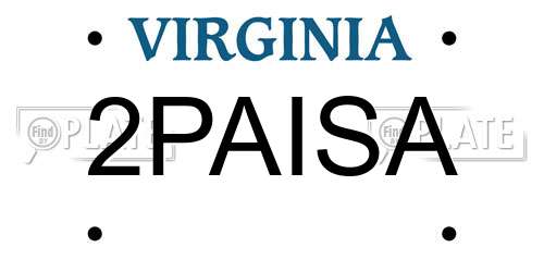 2PAISA Virginia License Plate