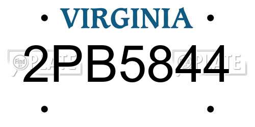 2PB5844 Virginia License Plate