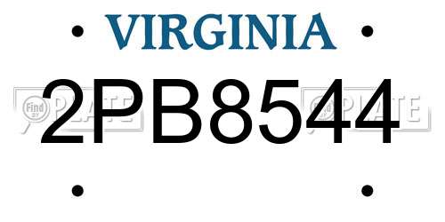 2PB8544 Virginia License Plate