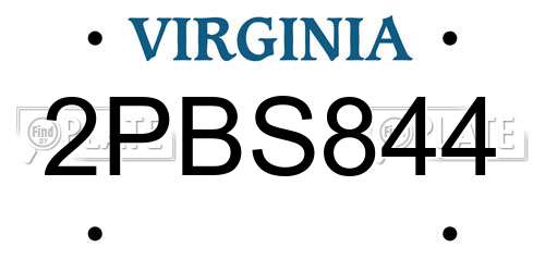 2PBS844 Virginia License Plate