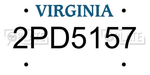 2PD5157 Virginia License Plate