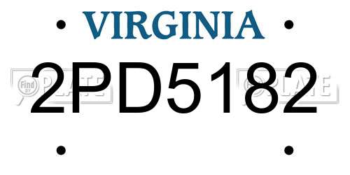 2PD5182 Virginia License Plate
