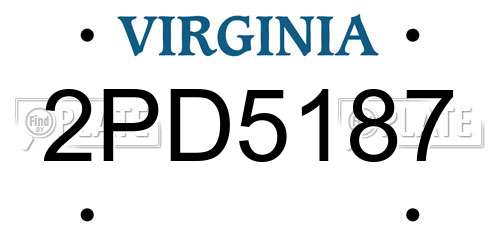2PD5187 Virginia License Plate