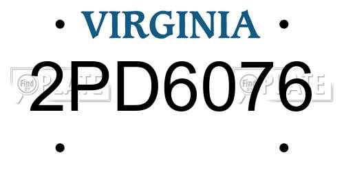 2PD6076 Virginia License Plate