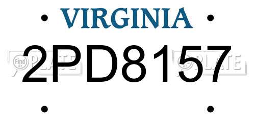 2PD8157 Virginia License Plate