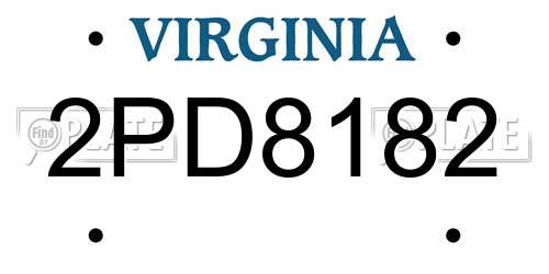 2PD8182 Virginia License Plate