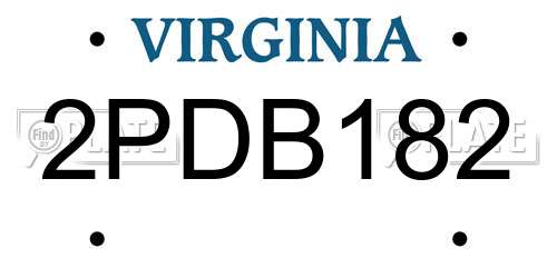 2PDB182 Virginia License Plate