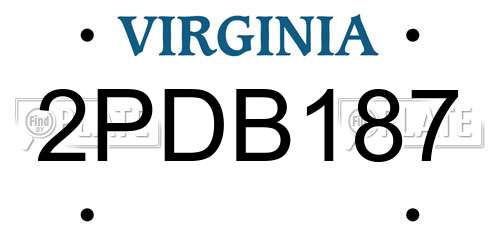 2PDB187 Virginia License Plate