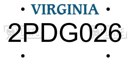 2PDG026 Virginia License Plate