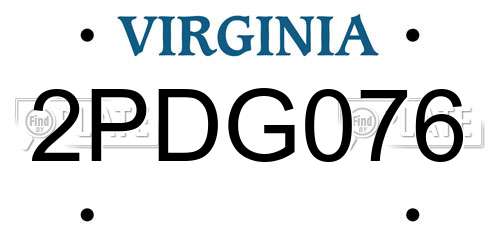 2PDG076 Virginia License Plate