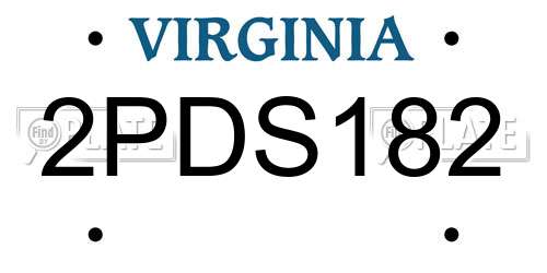 2PDS182 Virginia License Plate
