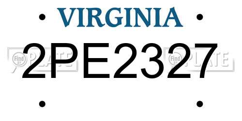 2PE2327 Virginia License Plate