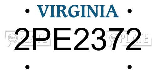 2PE2372 Virginia License Plate
