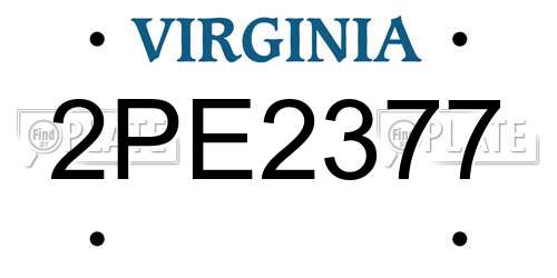 2PE2377 Virginia License Plate