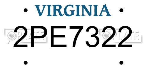 2PE7322 Virginia License Plate