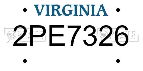 2PE7326 Virginia License Plate