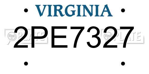 2PE7327 Virginia License Plate
