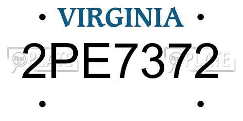 2PE7372 Virginia License Plate