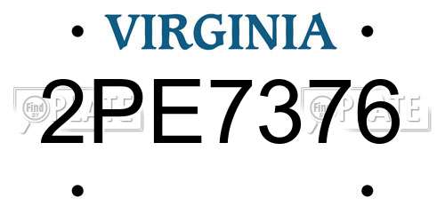 2PE7376 Virginia License Plate