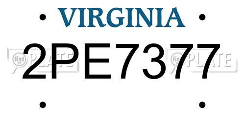 2PE7377 Virginia License Plate