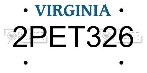 2PET326 Virginia License Plate