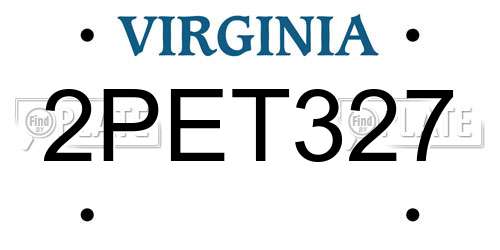 2PET327 Virginia License Plate