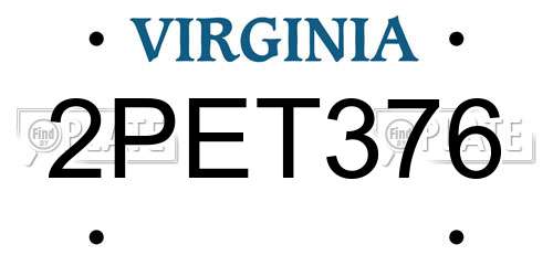 2PET376 Virginia License Plate