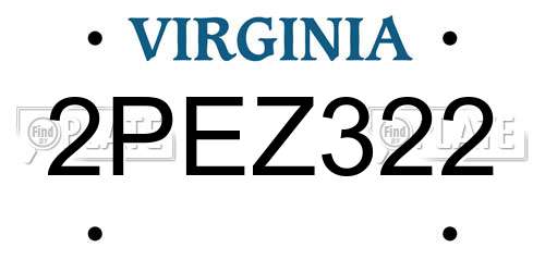 2PEZ322 Virginia License Plate