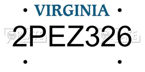 2PEZ326 Virginia License Plate