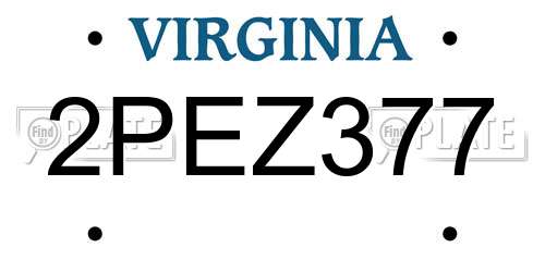 2PEZ377 Virginia License Plate
