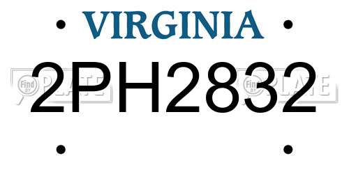 2PH2832 Virginia License Plate